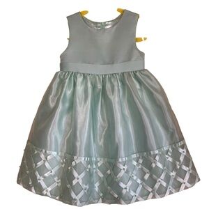 American Princess Mint Satin Formal Dress Pearl Embellished Skirt Flower Girl 2T